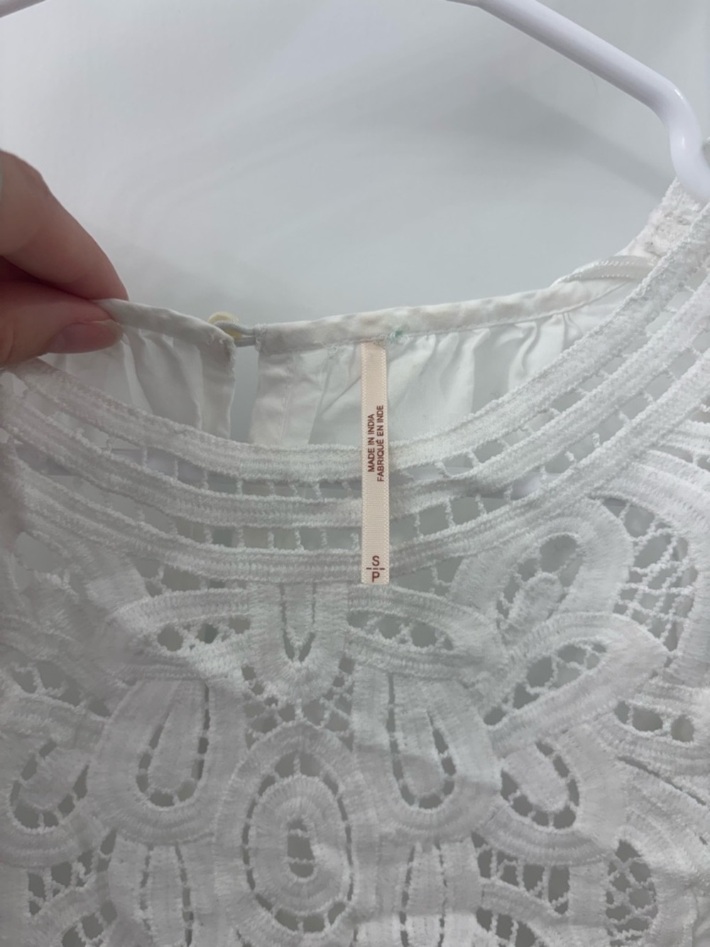 Free people bardot white puff sleeve blouse with lace details - Picture 5 of 10